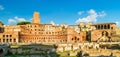 Panoramic view of Forum and Market of Trajan, Rome, Italy Royalty Free Stock Photo