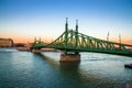 Panoramic view of the Freedom Bridge over the Danube river in Budapest, Hungary Royalty Free Stock Photo