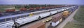 Panoramic view of freight cars Royalty Free Stock Photo