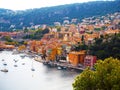 Panoramic view of French Riviera near town of Villefranche-sur-Mer, Menton, Monaco Monte Carlo, CÃÂ´te d`Azur, French Riviera, Fr Royalty Free Stock Photo