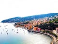 Panoramic view of French Riviera near town of Villefranche-sur-Mer, Menton, Monaco Monte Carlo, CÃÂ´te d`Azur, French Riviera, Fr Royalty Free Stock Photo