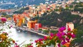 Panoramic view of French Riviera near town of Villefranche-sur-Mer, Menton, Monaco Monte Carlo, CÃÂ´te d`Azur, French Riviera, Fra Royalty Free Stock Photo