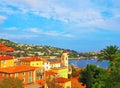 Panoramic view of French Riviera near town of Villefranche-sur-Mer, Menton,Monaco Monte Carlo,CÃÂ´te d`Azur,French Riviera, France Royalty Free Stock Photo