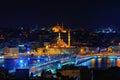 Panoramic view from Galata Tower of Istanbul at night, Istanbul Royalty Free Stock Photo