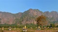 Panoramic view of the Garden of One Thousand Buddhas in Hpa-An,