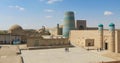 Panoramic view of Gate of Kunya-Ark citadel and Kalta Minor minaret in Khiva