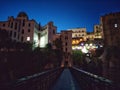 The rope bridge and old city at night under moonlight in Constantine, Algeria Royalty Free Stock Photo