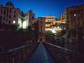 The elevator bridge and old city at night under moonlight in Constantine, Algeria Royalty Free Stock Photo