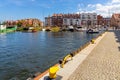 Panoramic view of Gdansk Marina yacht port quarter at Motlawa river in old town city center of Gdansk Poland Royalty Free Stock Photo