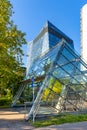 Panoramic view of Gdanski Business Center office building with Dworzec Gdanski metro station in Warszawa Gdanska commercial