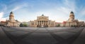 Panoramic View of Gendarmenmarkt Square with French and German Cathedrals and Berlin Concert Hall - Berlin, Germany Royalty Free Stock Photo