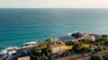 Panoramic view of Genoa beach in a beautiful summer day, Liguria, Italy Royalty Free Stock Photo