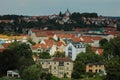 Panoramic view of German town - hills, houses, trees, church Royalty Free Stock Photo