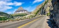 Panoramic view of Going-To-The-Sun road in Glacier National Park, Montana. Royalty Free Stock Photo