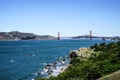 Panoramic View of the Golden Gate Bridge in San Francisco, California Royalty Free Stock Photo