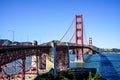 Panoramic View of the Golden Gate Bridge in San Francisco, California Royalty Free Stock Photo