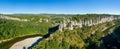 The panoramic view of the Gorges de lArdeche in Europe, France, Ardeche, in summer, on a sunny day Royalty Free Stock Photo