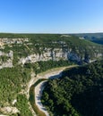 The panoramic view of the Gorges de lArdeche in Europe, France, Ardeche, in summer, on a sunny day Royalty Free Stock Photo