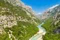 Panoramic view of the Gorges du Verdon, Grand Canyon, left bank. Aiguines, Provence, France. Royalty Free Stock Photo