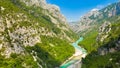 Panoramic view of the Gorges du Verdon, Grand Canyon, left bank. Aiguines, Provence, France. Royalty Free Stock Photo