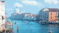 Panoramic view of the Grand Canal and Basilica Santa Maria della Salute, Venice, Italy. Royalty Free Stock Photo