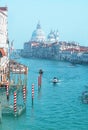 Panoramic view of the Grand Canal and Basilica Santa Maria della Salute, Venice, Italy. Royalty Free Stock Photo