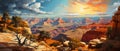 Panoramic view of Grand Canyon National Park, Arizona, USA. Digital oil color painting
