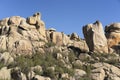 Panoramic view of granite rocks in La Pedriza, National Park of mountain range of Guadarrama in Manzanares El Real, Madrid, Spain