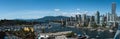 Panoramic view of granville island and Burrard Street Bridge in Vancouver downtown