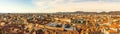 Panoramic view at Graz city with his famous buildings. Art museum, town hall Royalty Free Stock Photo