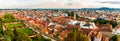 Panoramic view at Graz city with his famous buildings. Famous tourist destination in Austria Royalty Free Stock Photo