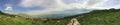 Panoramic view of green meadows and summit in Mount Lebanon, Lebanon Royalty Free Stock Photo