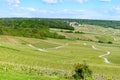 Panoramic view on green premier cru champagne vineyards in village Hautvillers near Epernay, Champange, France Royalty Free Stock Photo