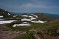 Panoramic view on green slopes around Mount Kurodake