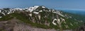 Panoramic view on green slopes around Mount Kurodake