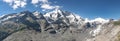 Panoramic view of Grossglckner summit with Pasterze glacier view from kaiser-franz-josefs-hoehe viewpoint in Austria Royalty Free Stock Photo