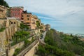 GROTTAMMARE, ITALY - MAY 12, 2023: Panoramic view of Grottammare medieval village over adriatic sea Royalty Free Stock Photo