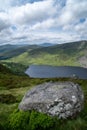 Panoramic view of  The Guinness Lake Lough Tay -  a movie and series location, such as Vikings. Close to Dunlin City, Royalty Free Stock Photo