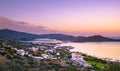 Panoramic view of the gulf of Elounda with the famous village of Elounda and the island of Spinalonga.