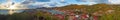 Panoramic view of Gustavia harbour seen from Fort Karl hill, St Barth, sailboats Royalty Free Stock Photo