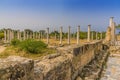 Panoramic view of the gymnasium at the ancient Roman city of Salamis near Famagusta, Northern Cyprus