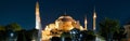 Panoramic view of the Hagia Sophia at night, Istanbul, Turkey Royalty Free Stock Photo