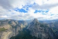 Panoramic view of Half Dome, El Capitan and other mountains in the Yosemite National Park, California, USA Royalty Free Stock Photo