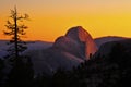 panoramic view of half dome at sunset, yosemite nat park, california, usa Royalty Free Stock Photo