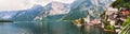 Panoramic view of Hallstatt from lake Hallstater See, Austria Royalty Free Stock Photo