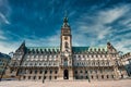 Panoramic view of the Hamburg City Hall  in  Hamburg, Germany with thin clouds background Royalty Free Stock Photo