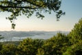 Panoramic view of Han river and Seoul city from Haengjusanseong Fortress at sunset in Goyang, Korea Royalty Free Stock Photo