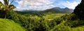 Panoramic view of Hanalei valley with taro fields and mountains, Kauai Royalty Free Stock Photo