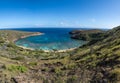 Panoramic view of Hanauma Bay nature preserve on Oahu, Hawaii Royalty Free Stock Photo