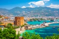 Panoramic view of the harbor of Alanya on a beautiful summer day. Alanya, Turkey Royalty Free Stock Photo